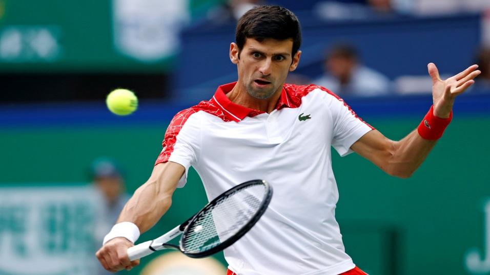 Novak Djokovic in action in Shanghai